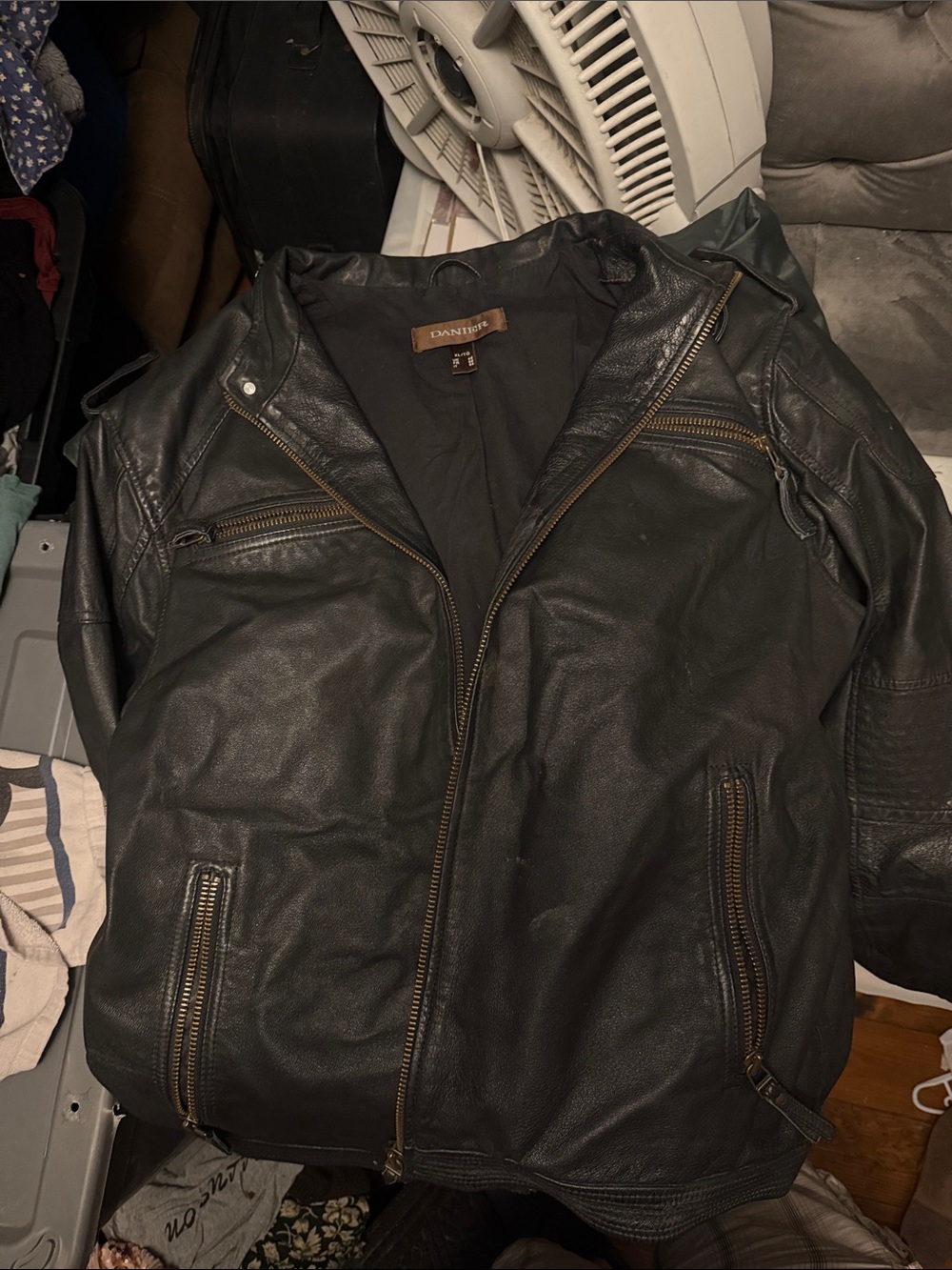 Danier Black Leather Bomber Jacket - Men's